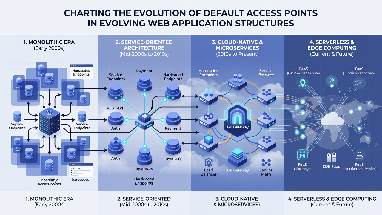 Modern web routing structures illustrating default access points in cloud-based and microservice environments