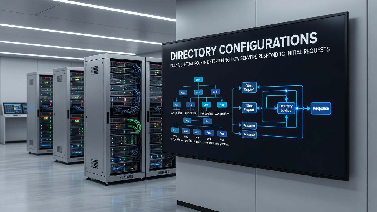 Flowchart showing server request processing through directory hierarchies and default file resolution